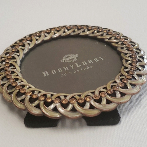 Vintage Cute Hobby Lobby Metal/Stones Picture Frame /3.5×3.5 Inches - Picture 9 of 10